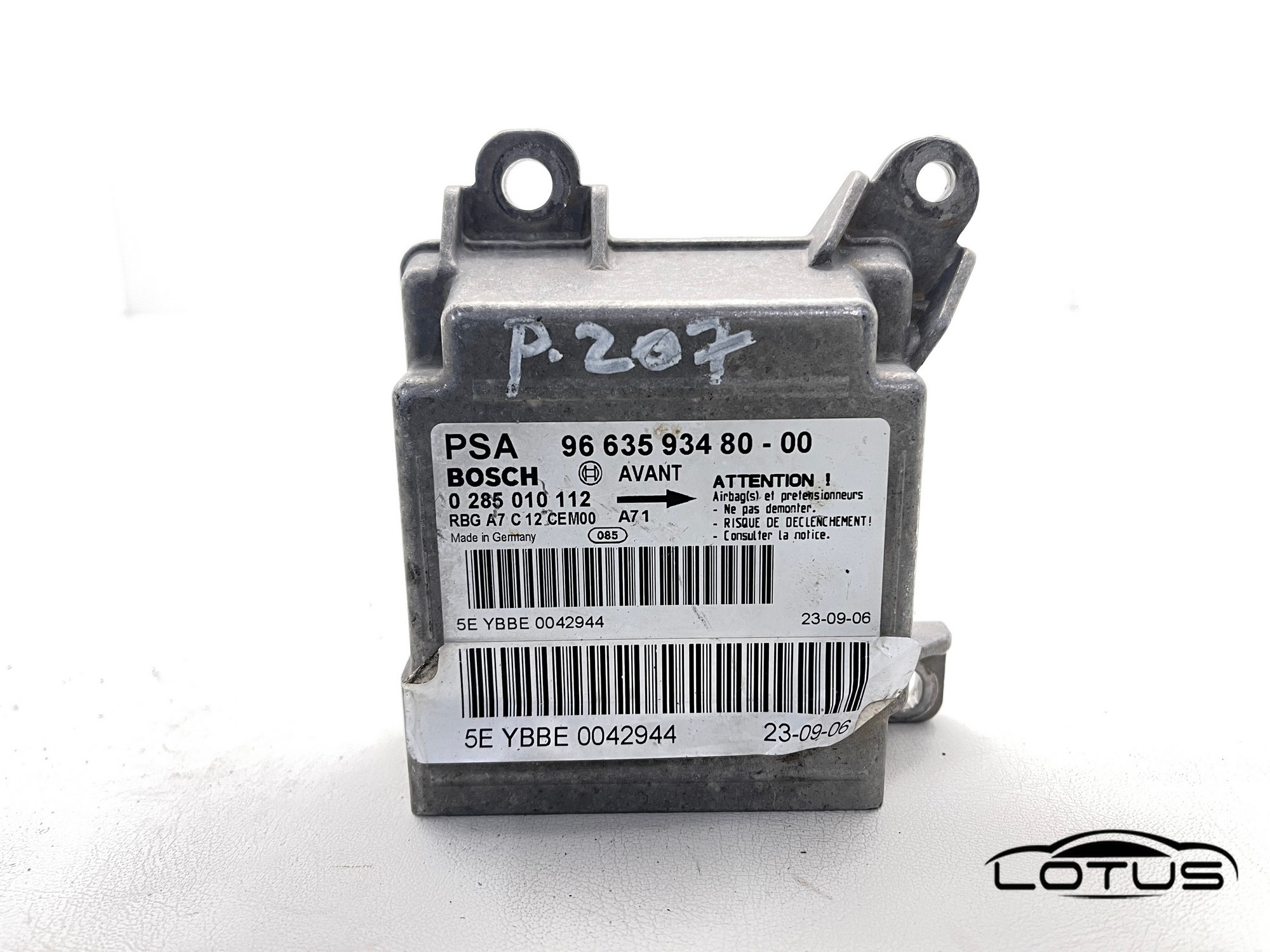 Airbag modul Peugeot 207 2006-2009 9663593480